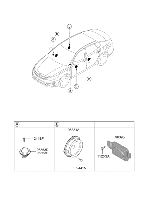 2019 Kia Optima Hybrid Door Pillar Speaker Assembly Diagram for 96330D4000
