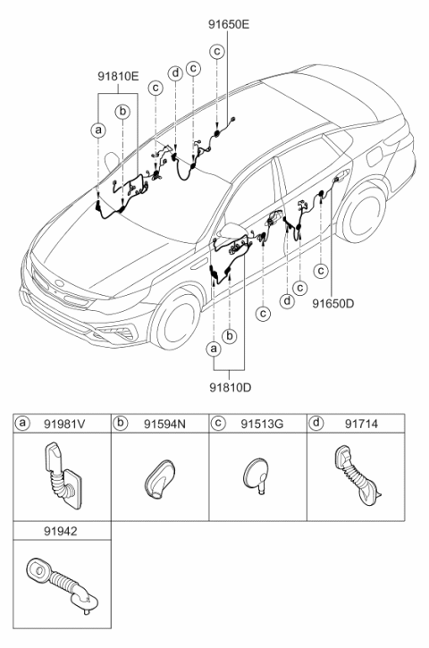 2019 Kia Optima Hybrid GROMMET-Door Wiring Diagram for 919833S000