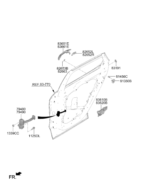 2024 Kia Sportage Rear Door Handle Assembly Diagram for 83620P1010SA1