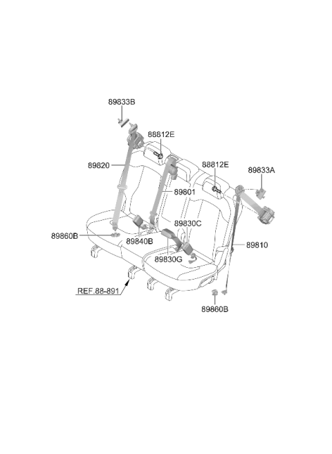 2024 Kia Sportage Front Seat Belt Assembly Left Hand Diagram for 89870P1500WK