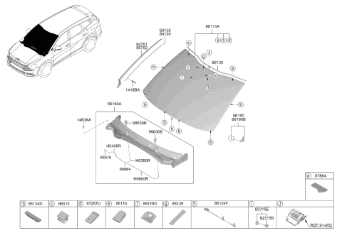 2023 Kia Sportage Windshield Glass Diagram for 86111P1140