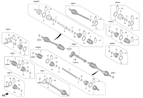 2023 Kia Sportage Wheel Side Joint And Shaft Kit Diagram for 495R1CH100