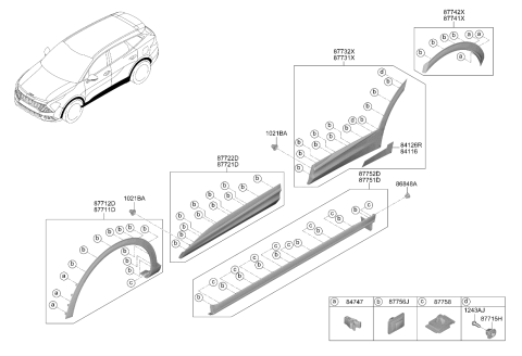 2025 Kia Sportage Front Door Side Garnish Assembly Diagram for 87722P1000BKL