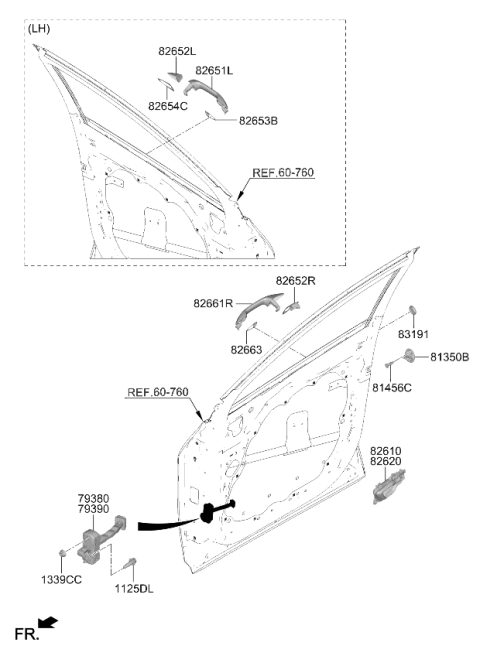 2024 Kia Sportage Door Outside Handle Assembly Diagram for 82661P1110