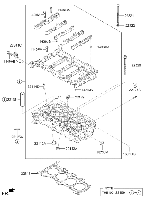 2023 Kia Soul Cylinder Head Bolt Diagram for 223212E100