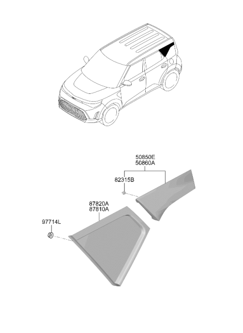 2024 Kia Soul Glass & Moulding Assembly Diagram for 87810K0120