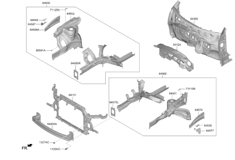 2025 Kia Soul CARRIER ASSY-FRONT E Diagram for 64101K0500