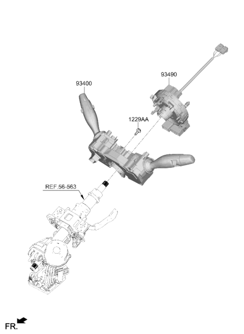 2023 Kia Soul Multifunction Switch Assembly Diagram for 93406J2550