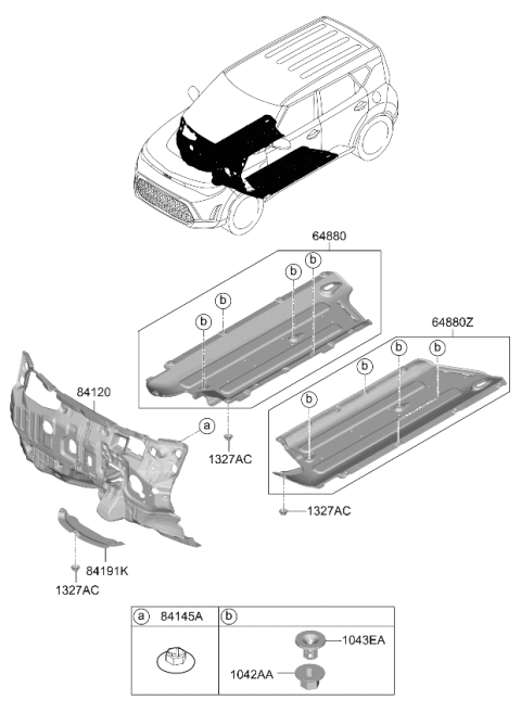 2025 Kia Soul Under Cover Assembly,LH Diagram for 84217K0001