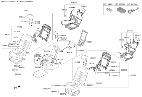 2019 Kia K900 Rear Seat Armrest Assembly Diagram for 89905J6DC0RH2