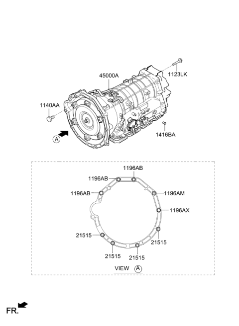 2020 Kia K900 Automatic Transmission/Transaxle Assembly Diagram for 450004J990