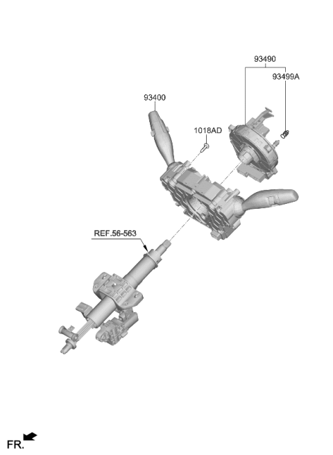 2020 Kia K900 Multifunction Switch Assembly Diagram for 93400J6020