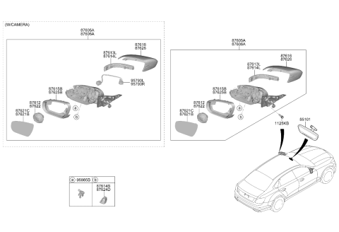 2019 Kia K900 Rear View Inside Mirror Assembly Diagram for 85101J6500
