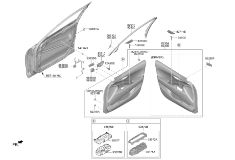 2019 Kia K900 Door Inside Handle Assembly Diagram for 82610J6010SA1