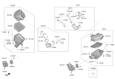 2019 Kia K900 Air Intake Hose Assembly Diagram for 28130J6000