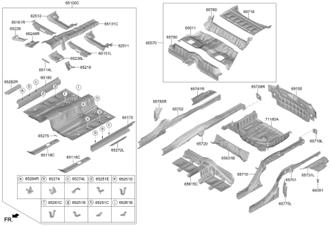 2019 Kia K900 Panel Assembly-Floor,Ctr Diagram for 65100J6010