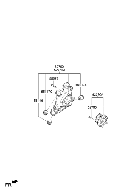 2019 Kia K900 Rear Wheel Hub & Bearing Assembly Diagram for 52730J6000