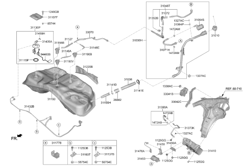 2019 Kia K900 Hose-Fuel Filler Nec Diagram for 31036J6500