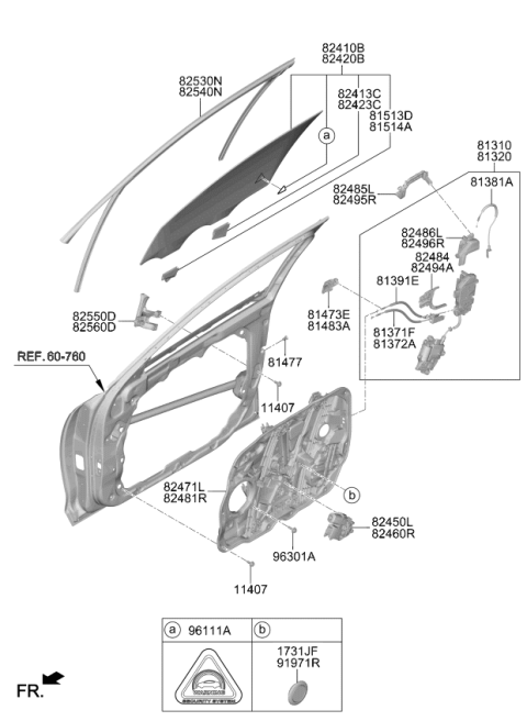 2019 Kia K900 Front Door Latch Assembly Left Hand Diagram for 81310J6000