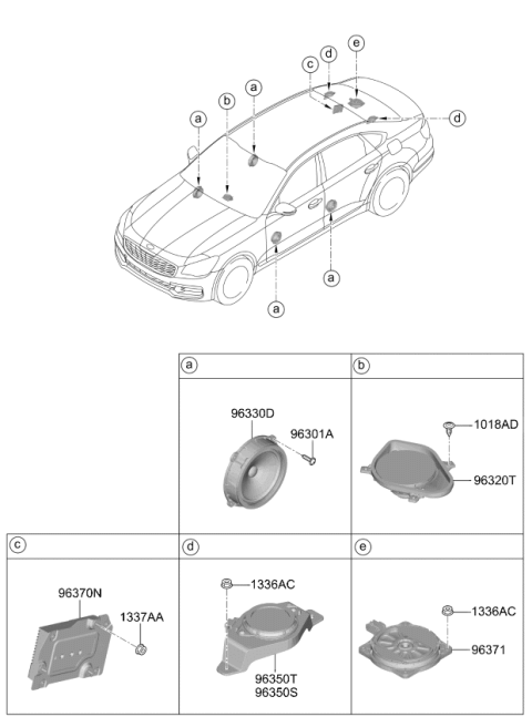 2020 Kia K900 Sub Woofer Speaker Assembly Diagram for 96360D2500