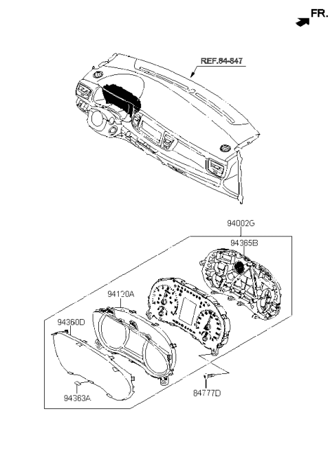 2022 Kia Rio Instrument Cluster Assembly Diagram for 94031H9140