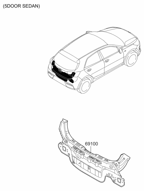 2021 Kia Rio Back Panel & Trunk Lid Diagram 2