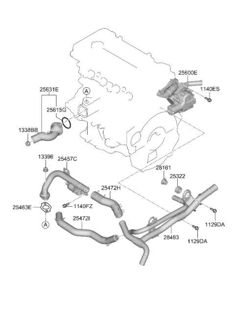 2020 Kia Rio Coolant Pipe & Hose Diagram 2
