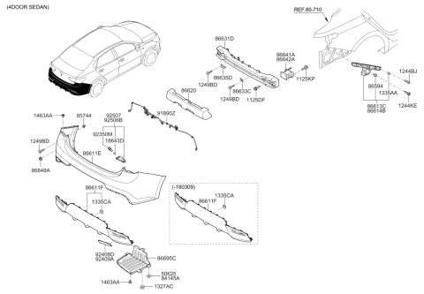 2020 Kia Rio Rear Bumper Diagram 2
