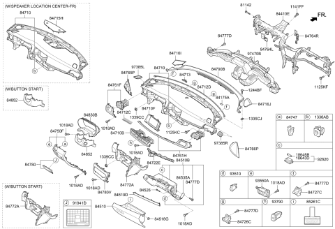 2020 Kia Optima Crash Pad Side Cover Assembly Diagram for 84765D5100WK