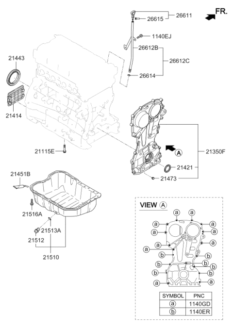 2019 Kia Optima Belt Cover & Oil Pan Diagram 4