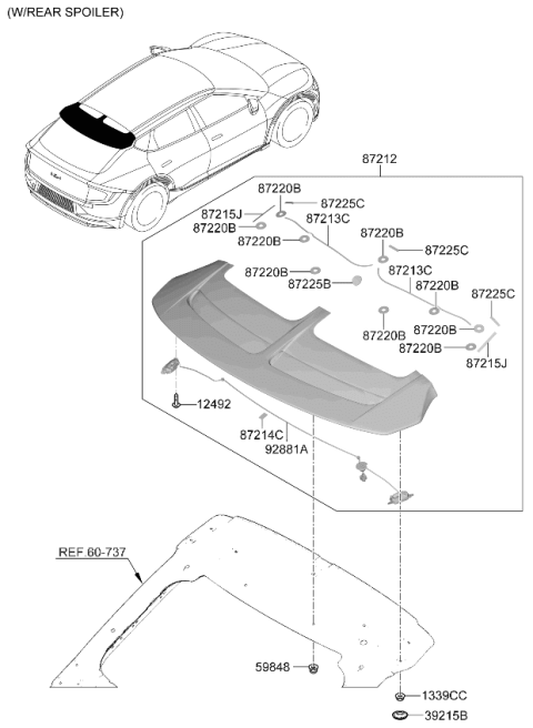 2022 Kia EV6 SPOILER ASSY-RR Diagram for 87210CV100