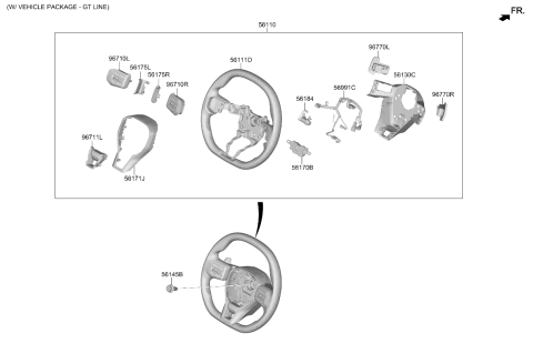 2023 Kia EV6 MOTOR ASSY-STRG WHL Diagram for 56184CV000