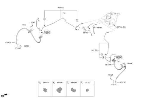 2023 Kia EV6 HOSE-BRAKE FRONT,RH Diagram for 58732CV000