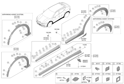 2022 Kia EV6 Front Door Side Garnish Assembly Diagram for 87722CV100