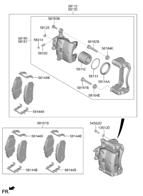 2025 Kia Niro CALIPER KIT-BRAKE,RH Diagram for 58190ATA00