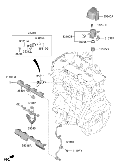2023 Kia Niro Delivery Pipe Diagram for 3530408HA0