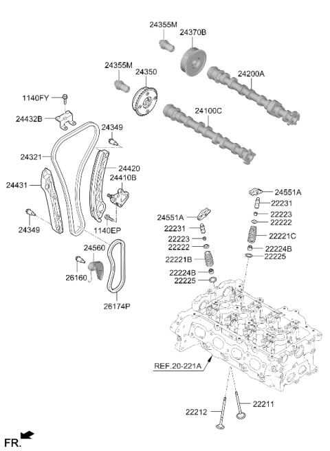 2026 Kia Niro Intake Valve Diagram for 2221108HA0