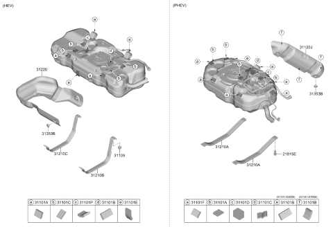 2026 Kia Niro Fuel Tank Pad Diagram for 31101G2100