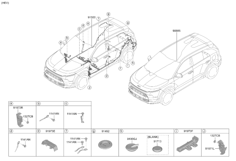 2023 Kia Niro Floor Wiring Assembly   Diagram for 91505AT924