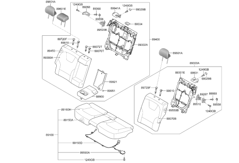 2025 Kia Niro Rear Seat Cushion Assembly Diagram for 89100AT000A3X