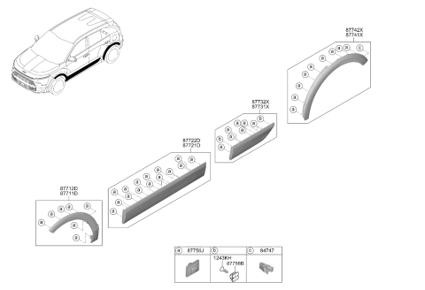 2025 Kia Niro Front Door Side Garnish Assembly Diagram for 87722AT000