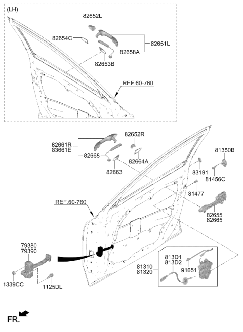 2026 Kia Niro Door Outside Handle Assembly Diagram for 82651AT500
