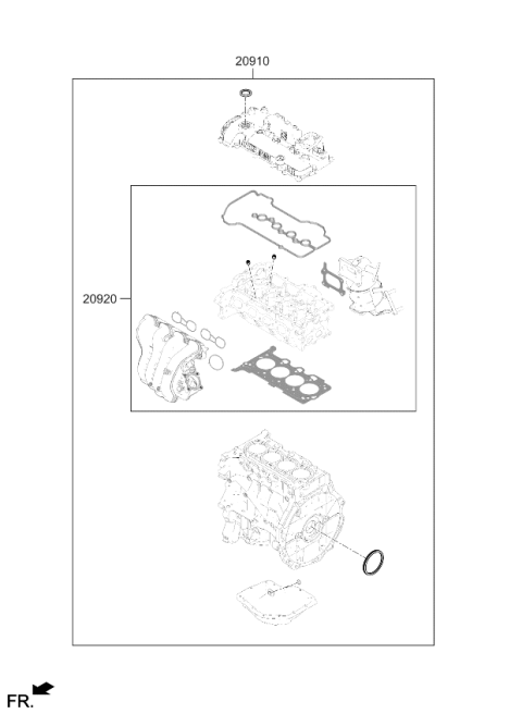 2026 Kia Niro Engine Overhaul Gasket Kit Diagram for 2091008S00