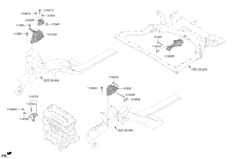 2024 Kia Niro Engine Mounting Bracket Assembly Diagram for 2167003HA1