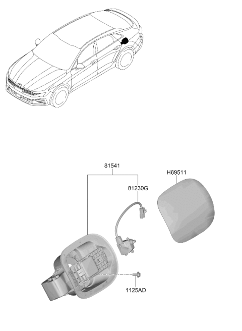 2025 Kia K5 PANEL ASSY-FUEL FILL Diagram for 69511L2000