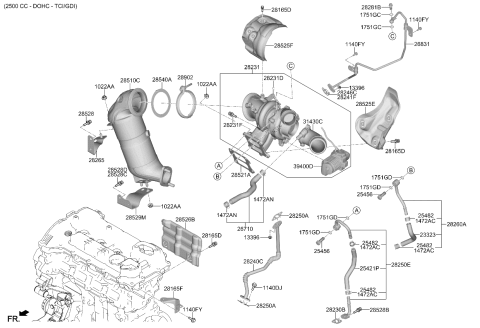 2025 Kia K5 PIPE ASSY-OIL DRAIN Diagram for 282452S310