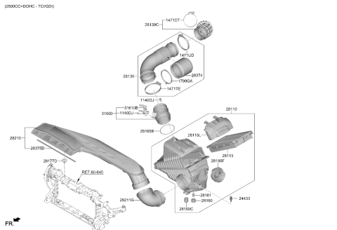 2026 Kia K5 DUCT ASSY-AIR Diagram for 28210L1200