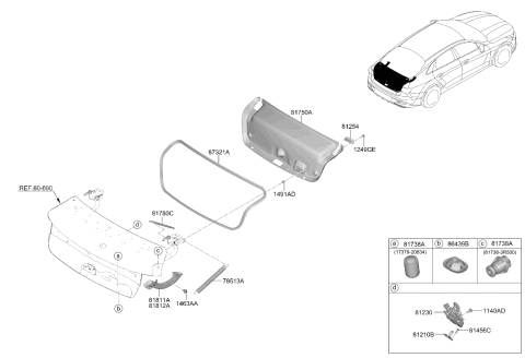 2026 Kia K5 LATCH ASSY-TRUNK LID Diagram for 81230L8000