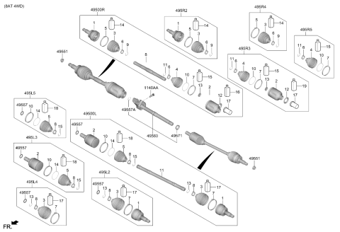 2026 Kia K5 Bearing Bracket & Shaft Diagram for 49560L1250