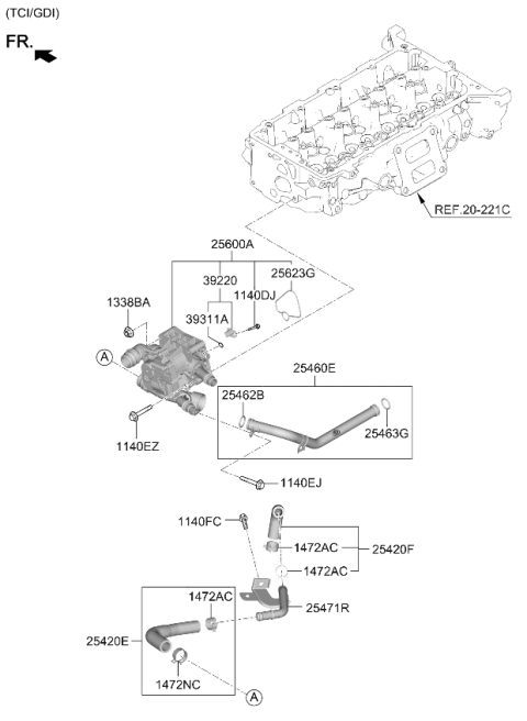 2025 Kia K5 Coolant Pipe & Hose Diagram 2